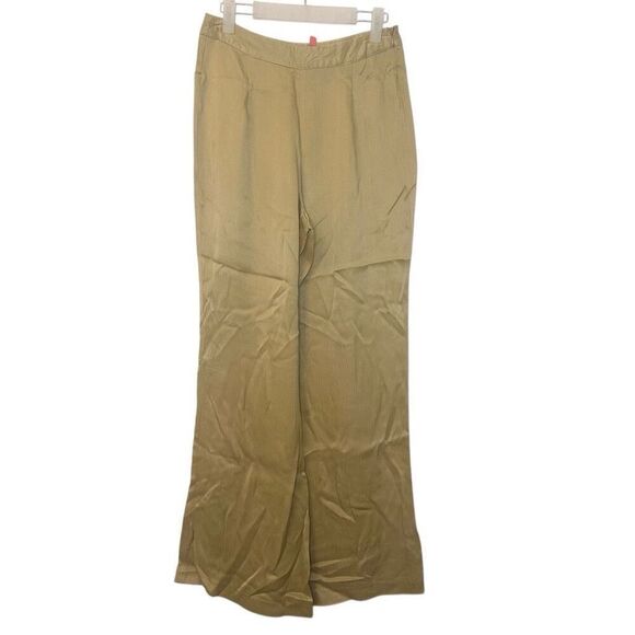 Forever 21 Wide Leg Silky Textured Mustard Gold Dress Pants Size Medium - Picture 1 of 3